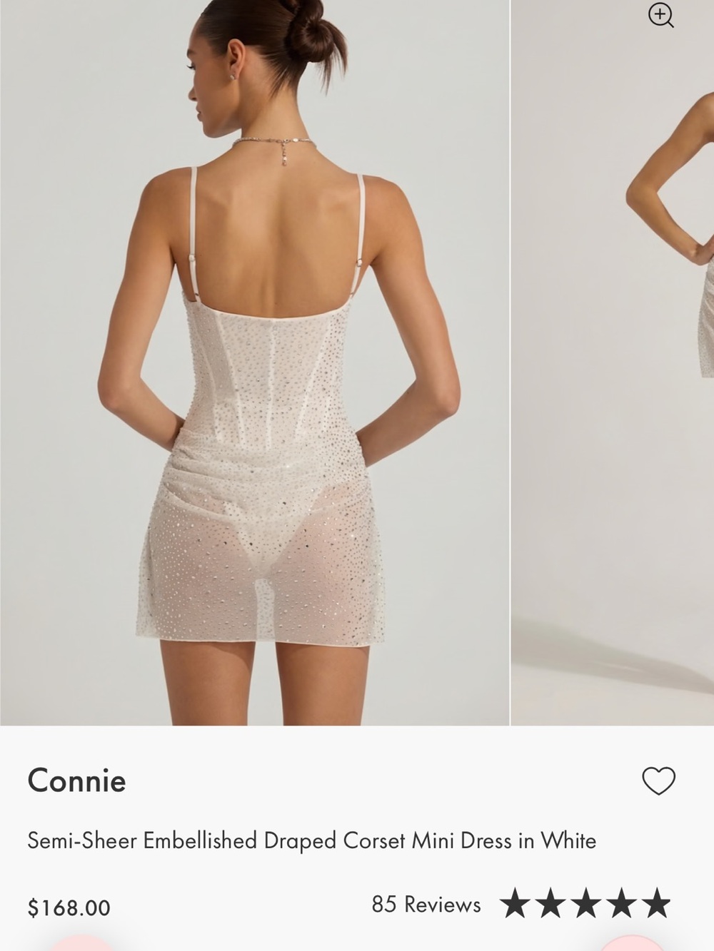 Oh Polly White Semi-Sheer Embellished Draped Corset Mini Dress - Picture 4 of 4